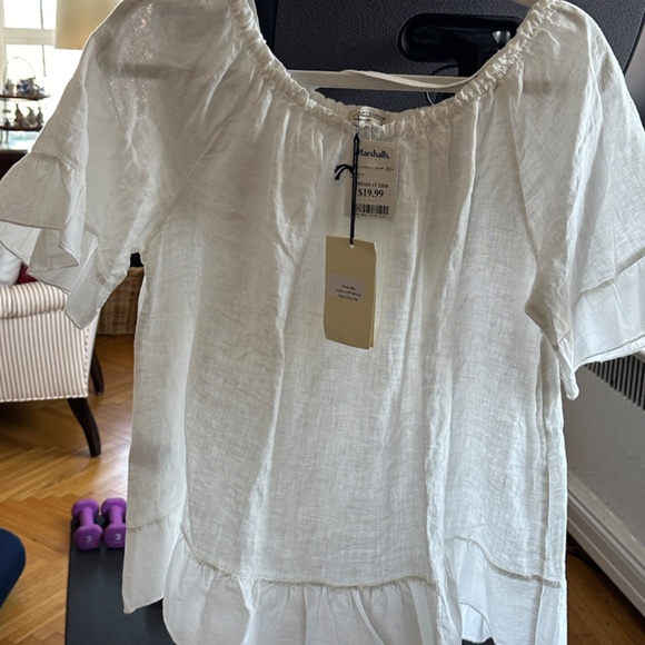 NEW With Tags Terzo Millennio Italian Linen White Blouse Sz Large - Picture 6 of 8